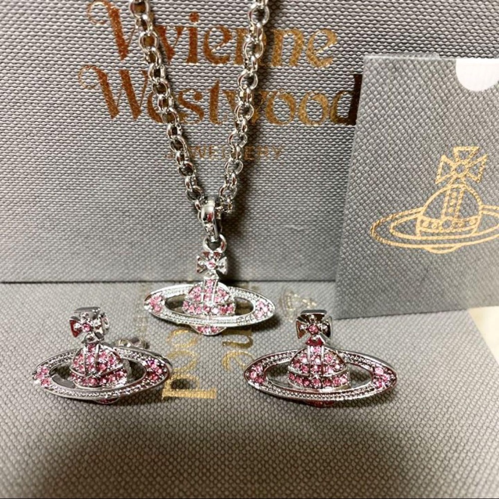 Vivienne Westwood pink necklace and earrings bundle